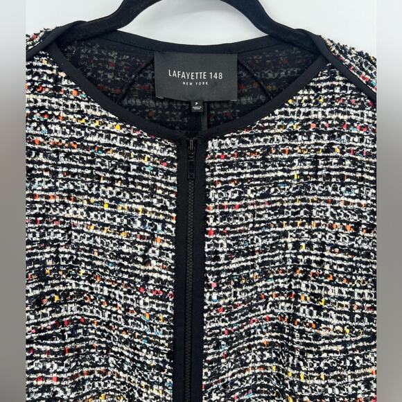 Lafayette 148 Keaton Tweed Blazer Jacket Rainbow Multicolor Pockets Black Petite - Picture 5 of 15